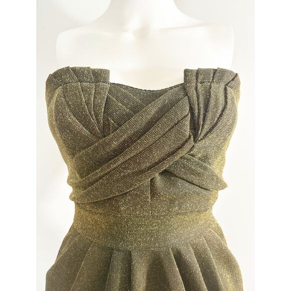 H&M Metallic Strapless Sweetheart Neck Cocktail Mini Dress Size 4 - Picture 2 of 7